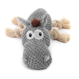 Corduroy Hippo Rope Plush Dog Toy
