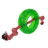 Christmas Green Tyre with Durable Tug Tope Tough Dog Toy