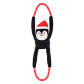 ZippyPaws Holiday RopeTugz Penguin Squeaker Dog Toy with Rope