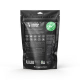Back packaging of crocodile dog treats Australia showing ethical sourcing and nutritional benefits