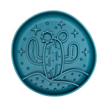 Blue Desert Cactus Slow Feeder Enrichment Bowl for dogs with raised textured design.