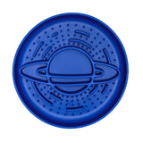 Blue Planet Slow Feeder Enrichment Bowl with Saturn design enhances mealtime fun and reduces bloating for pets.