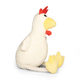 Chicken Plush Squeaky Dog Toy with Rope Legs