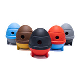 Colorful Rocket Wobbler Dog Treat Dispenser toys designed for interactive play and mental enrichment.