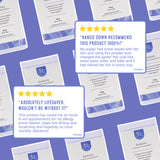 Customer reviews praising Synbiotic probiotic for improving skin coat and allergy relief in dogs and cats.