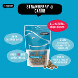 Dog treats strawberry carob low fat baked cookies from The Treatery.