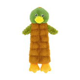 Duck Plush Dog Toy with 12 Squeakers, soft green and brown squeaky toy for dogs.