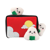 HugSmart Foodie Japan Bento Box Puzzle Plush Dog Toy with cute sushi plushies.