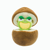 HugSmart Puzzle Hunter Fruity Critterz 2-in-1 Coconut and Frog Interactive Plush Dog Toy, fun play toy.