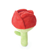 HugSmart Super Ball Rose Squeaky Plush Dog Toy with red flower petal design.