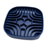 Navy Wave Ripple Slow Feeder with deep ridges for enrichment licking, promoting calm feeding and improved digestion.