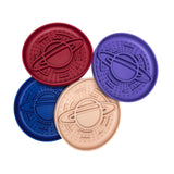 Planet Slow Feeder Bowls in purple, blue, red, and beige promoting interactive feeding and mental stimulation for dogs.