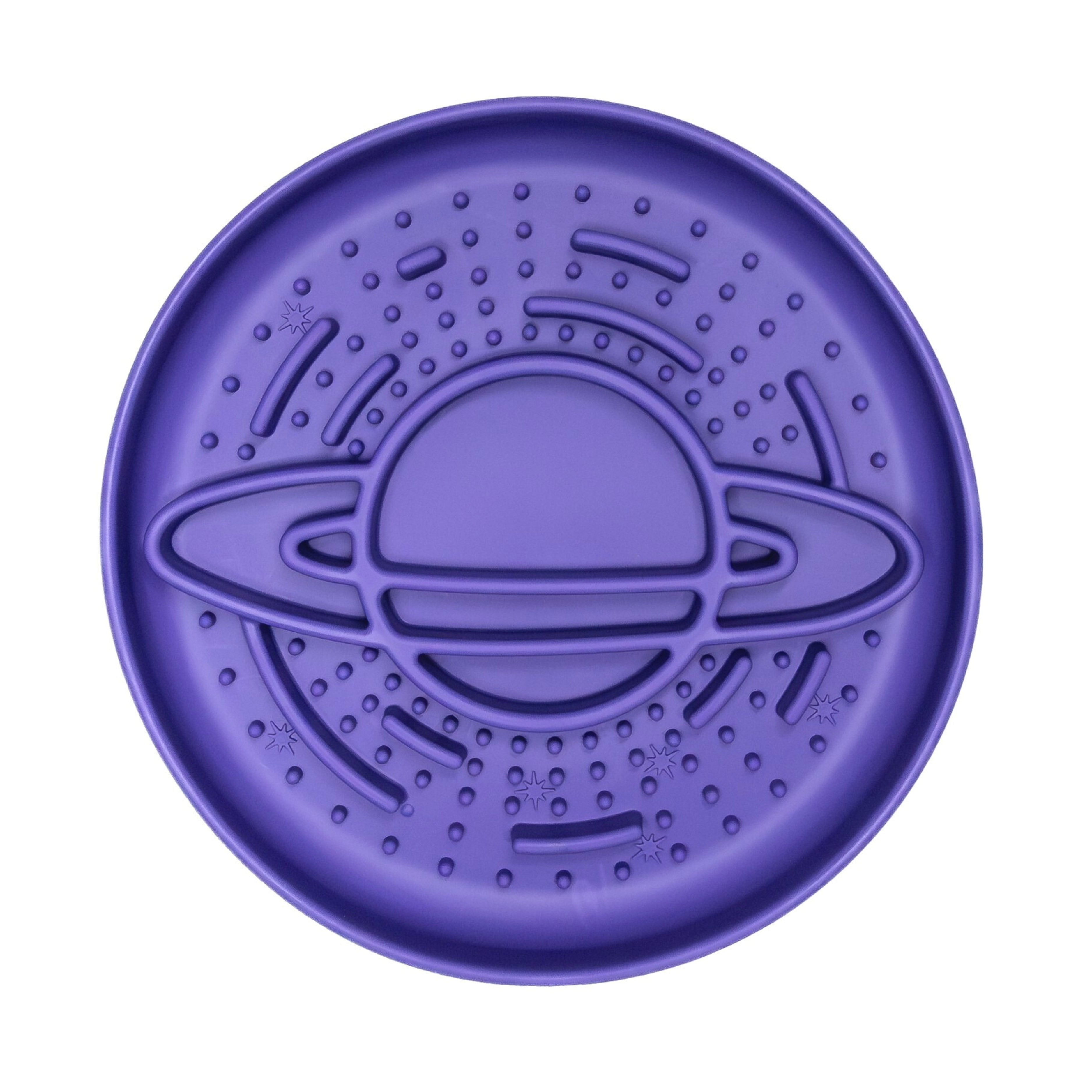 Purple Planet Slow Feeder Bowl with raised space pattern encourages slow eating and healthy digestion for dogs.