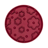 Red Flower Power Slow Feeder Bowl for dogs featuring flower-shaped grooves for fun and challenging mealtime interaction.