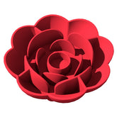 Red Rose Flower Slow Feeder Bowl shaped like a blooming rose designed to promote slow eating and healthy digestion in dogs.