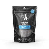 A package of Shark Skin Twists dog treats from Doggie Chews brand, featuring an image of the treats and product information.