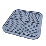 Side view of dark gray FourZone Slow Feeder Enrichment Mat showing textured design for lick mat enrichment and anxiety relief.