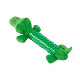Spike Crocodile Durable Plush Dog Toy, green plush chew toy for dogs with textured body.