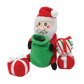 ZippyPaws Holiday Burrows Santa Sack Hide and Seek Burrow Toy
