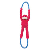 ZippyPaws RopeTugz Pink Monkey Squeaky Dog Toy with durable blue rope handles.