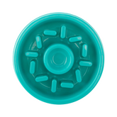 ZippyPaws Happy Bowl Slow Feeder Donut-shaped dog bowl in teal promotes slow eating and healthy digestion.