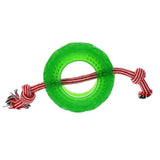 Christmas Green Tyre with Durable Tug Tope Tough Dog Toy