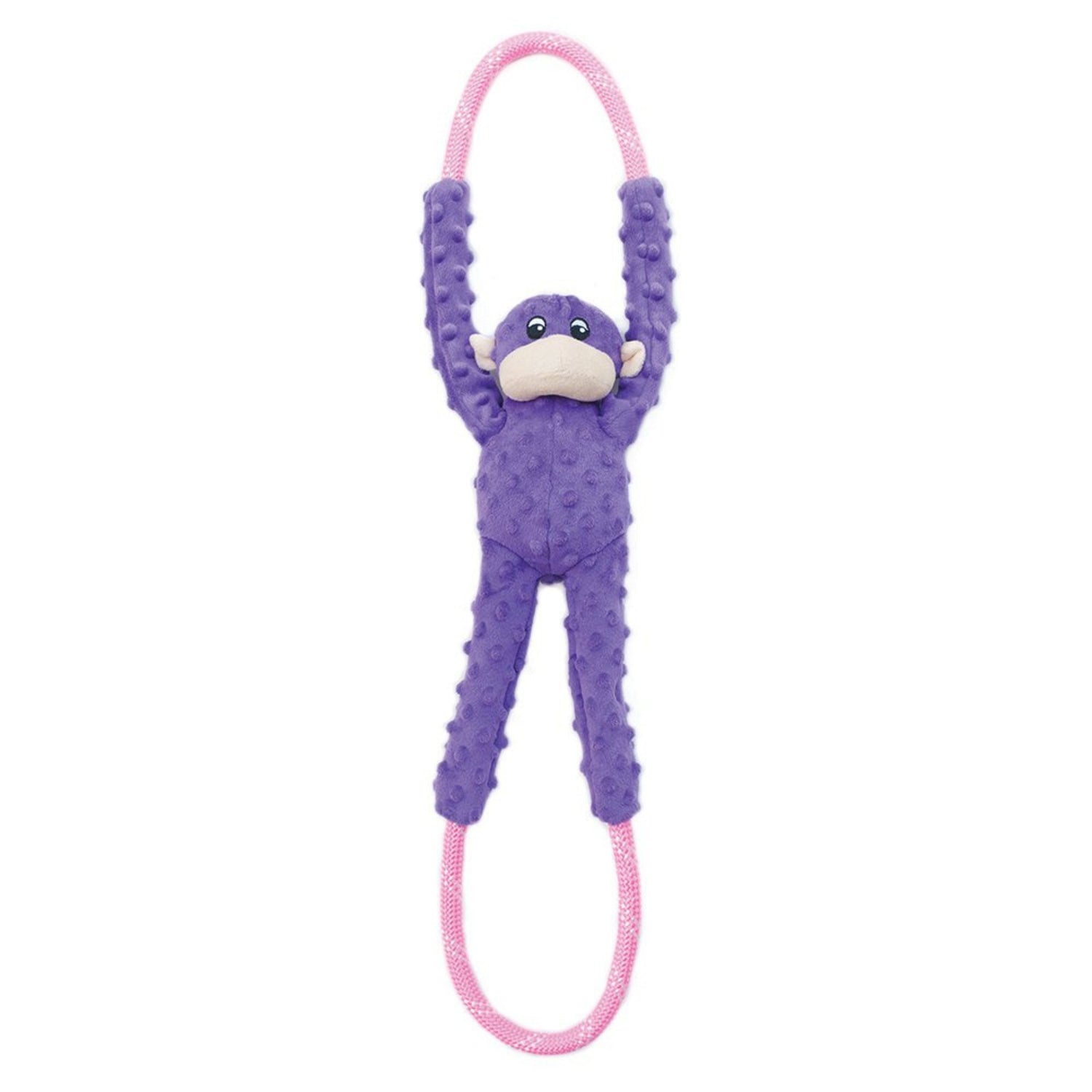 Zippy Paws RopeTugz Purple Monkey Squeaker Dog Toy with Rope