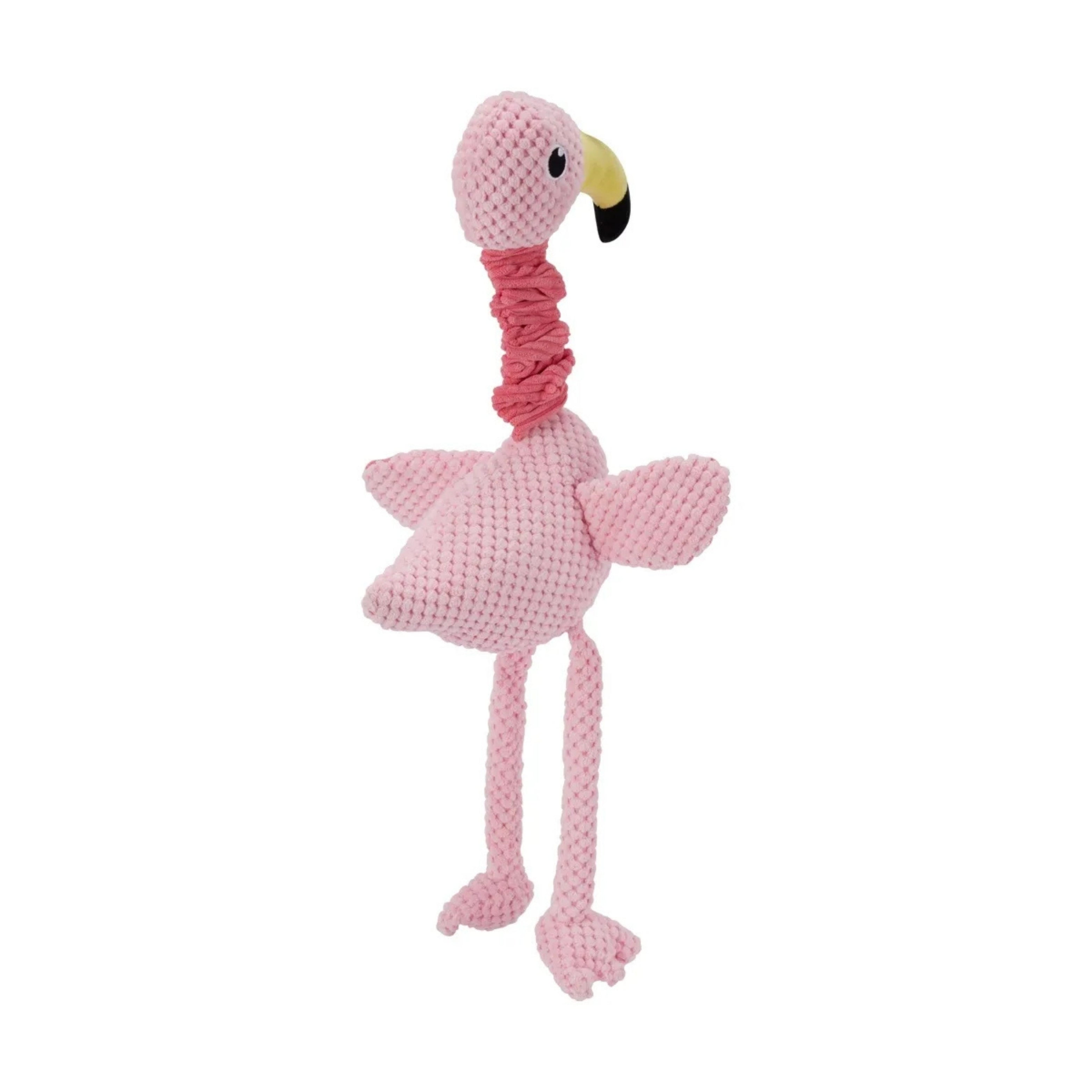 Flamingo with Bungee Neck Plush Dog Toy