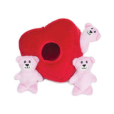 Zippy Paws Burrow Heart 'n Bears Squeaky Puzzle Plush Dog Toy | 2-in-1 Hide and Seek Activity Toys