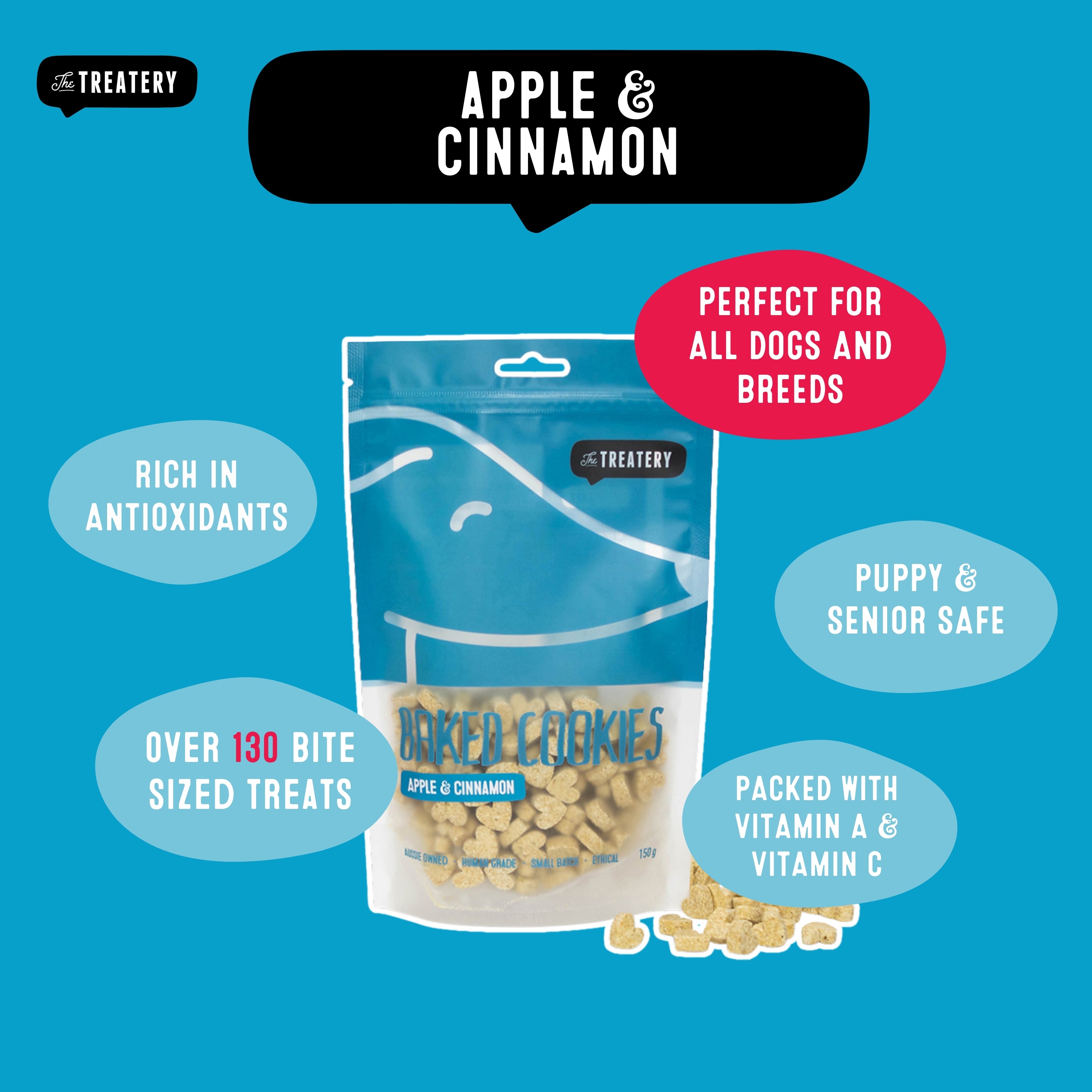 Apple and cinnamon dog biscuits packed with antioxidants, healthy apple cinnamon dog treats.