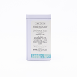 Back label of dental health powder for dogs showing dosage guide and organic ingredients