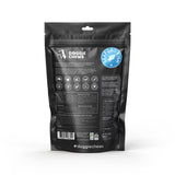 Back of Doggie Chews Fish Fillets pack showing nutritional info and sustainable seafood sourcing.
