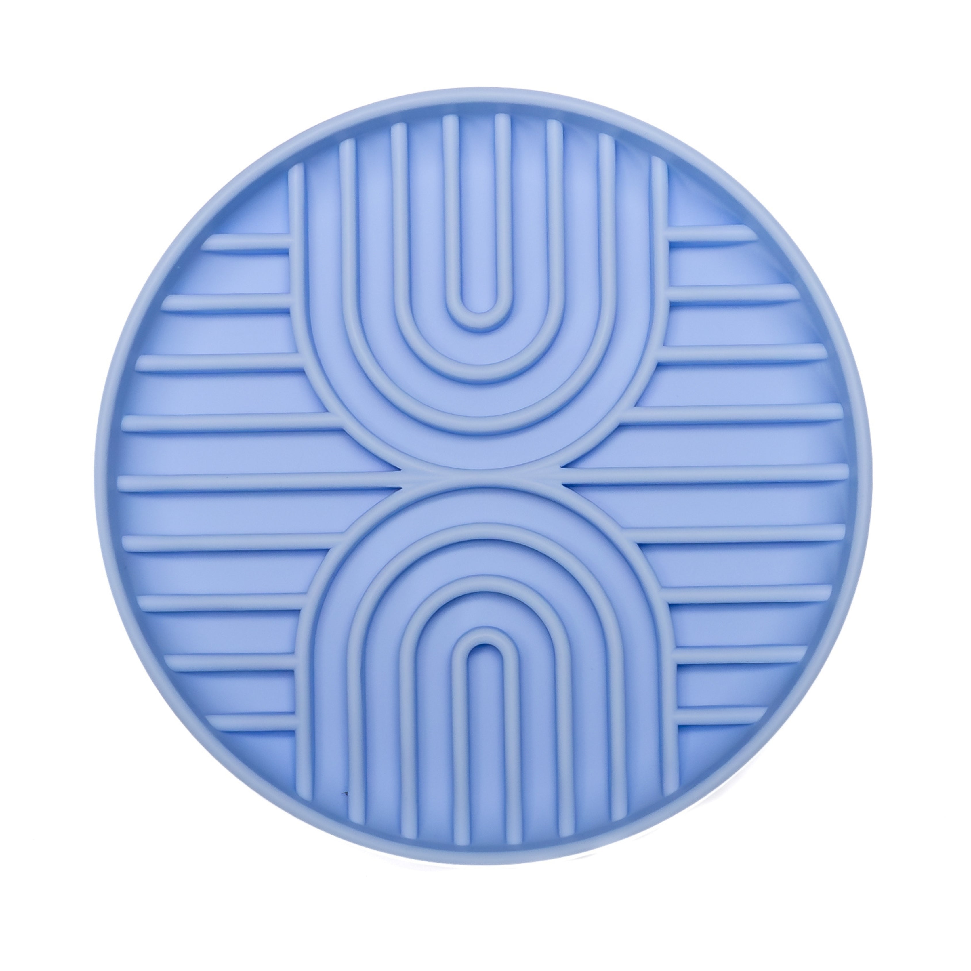 Blue Double Rainbow Slow Feeder Enrichment Bowl for dogs to promote slow feeding.