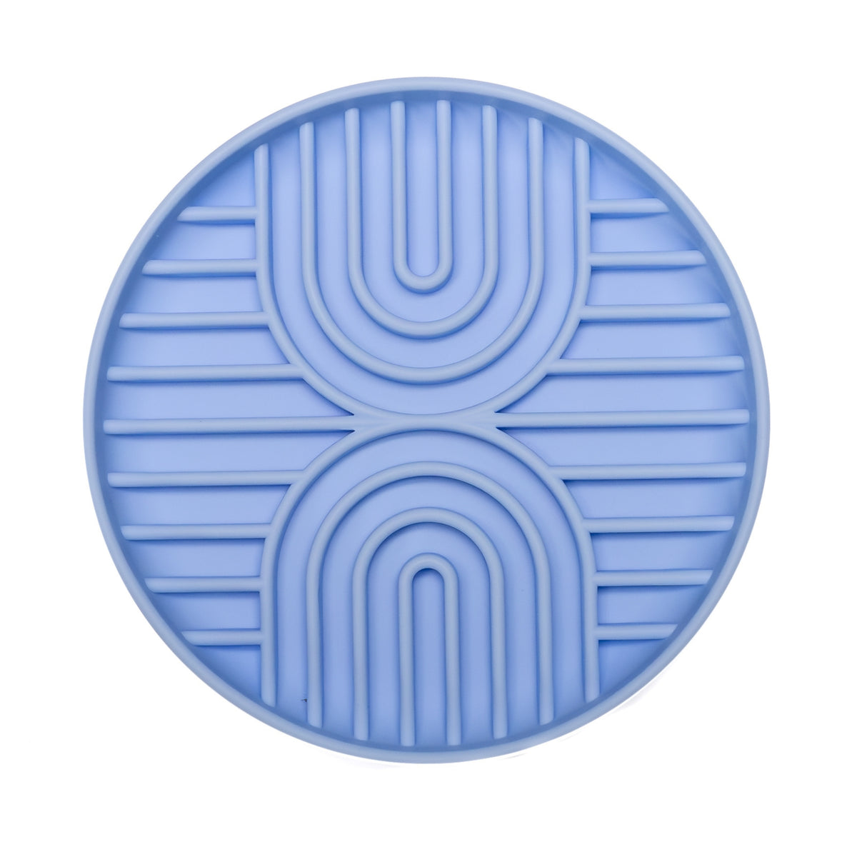 Blue Double Rainbow Slow Feeder Enrichment Bowl for dogs to promote slow feeding.