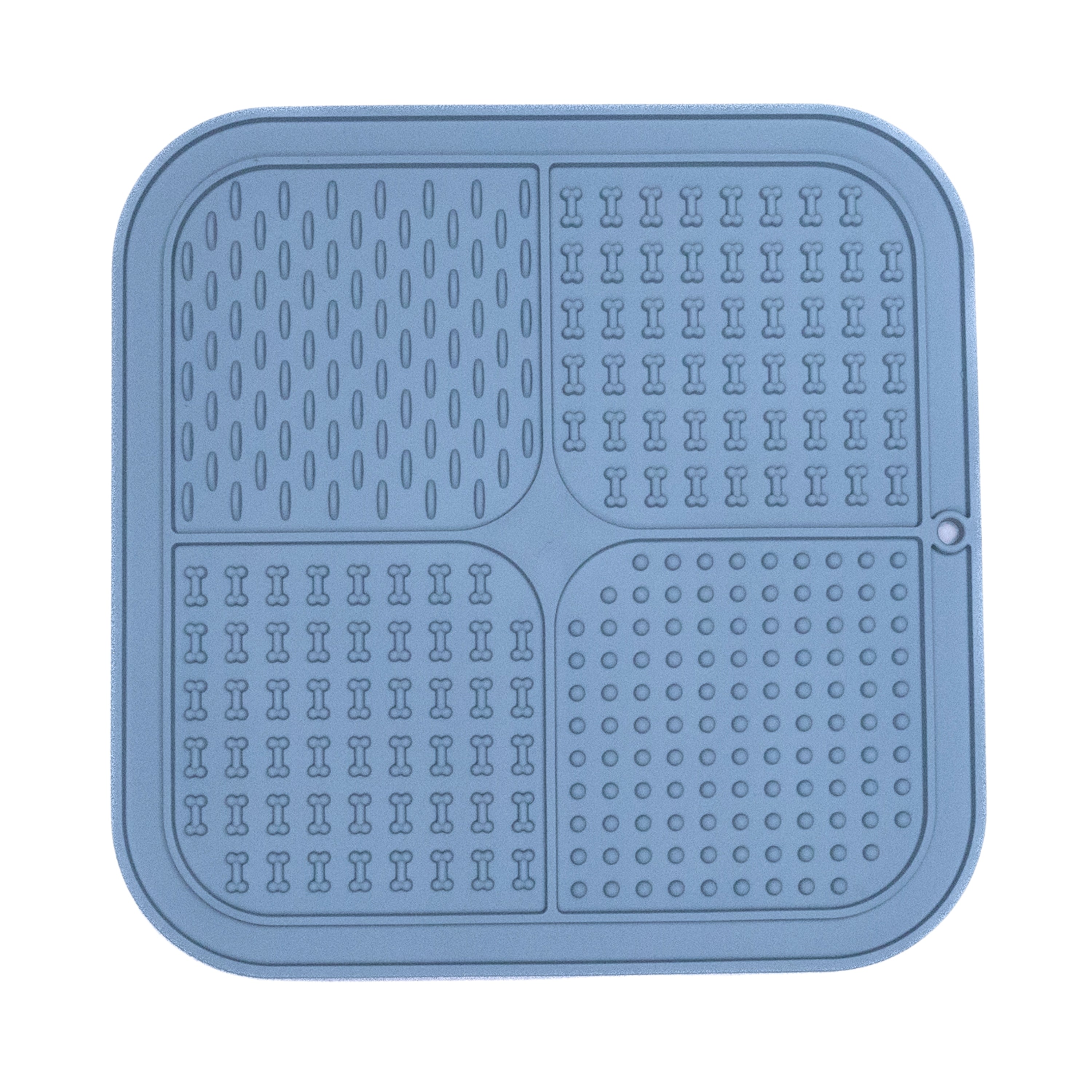 Blue FourZone Slow Feeder Mat with four raised textured areas encouraging slower eating and improved digestion for dogs.