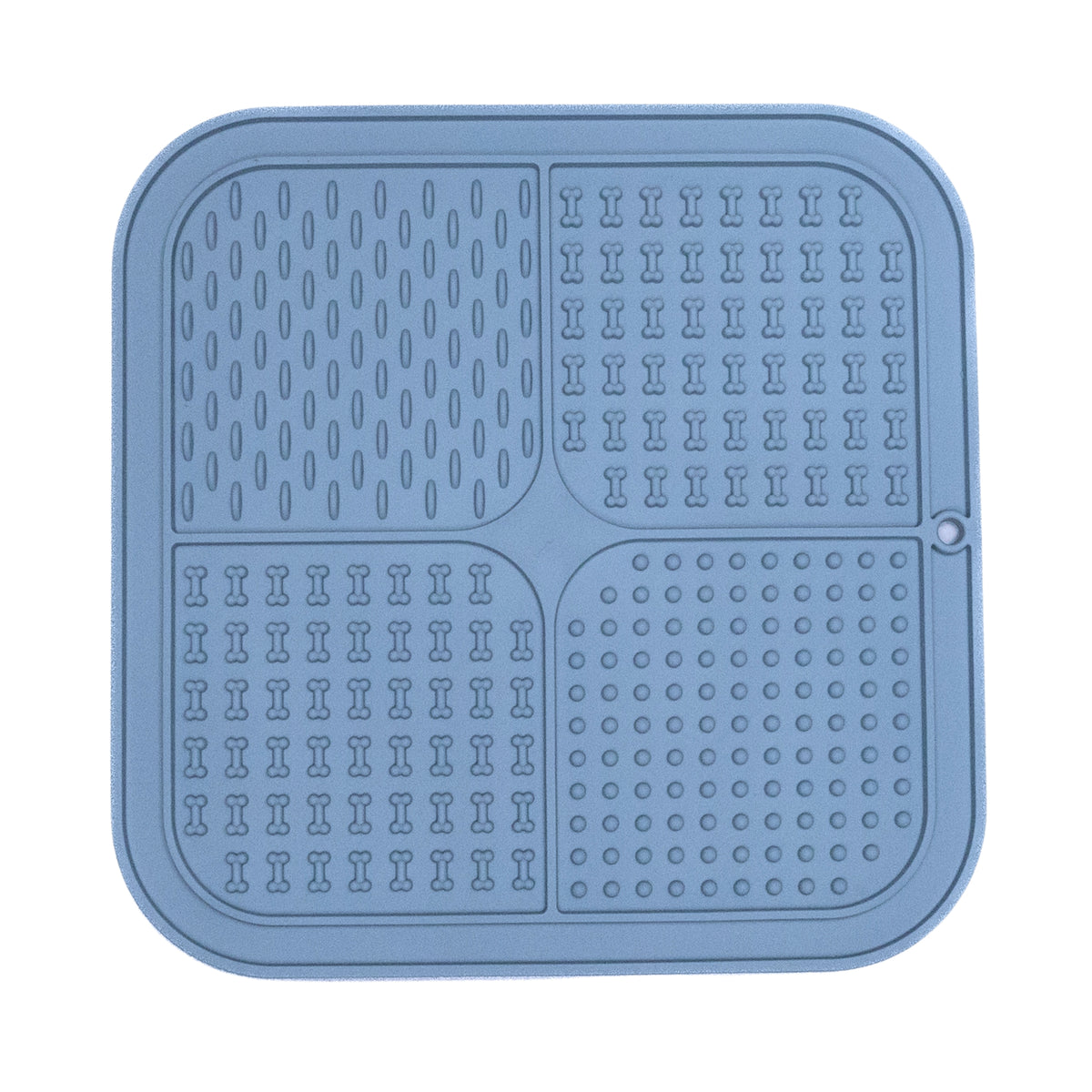Blue FourZone Slow Feeder Mat with four raised textured areas encouraging slower eating and improved digestion for dogs.