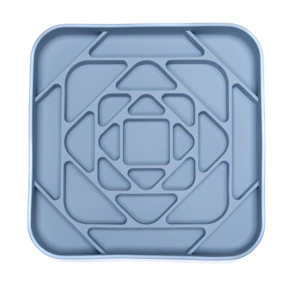 Blue Geometric Slow Feeder Bowl featuring intricate maze design that encourages slow eating and reduces dog bloating.
