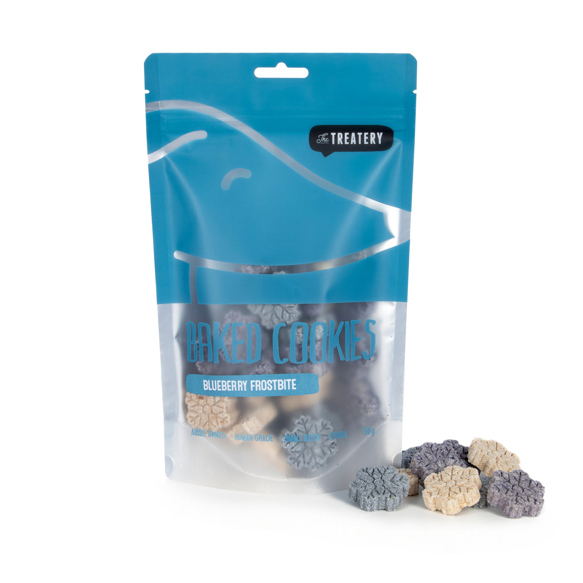 Blueberry Frostbite Baked Cookies for dogs made with natural blueberries for healthy skin and coat.