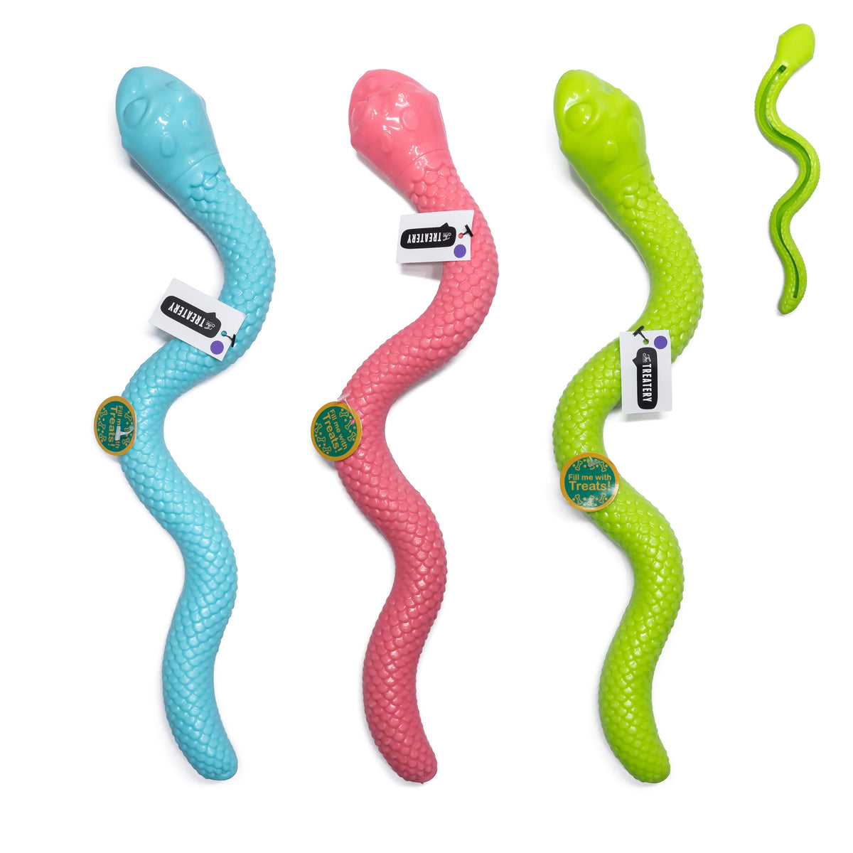 Colorful snake treat dispenser toys for dogs fun squeaky treat dispensing toy for interactive play