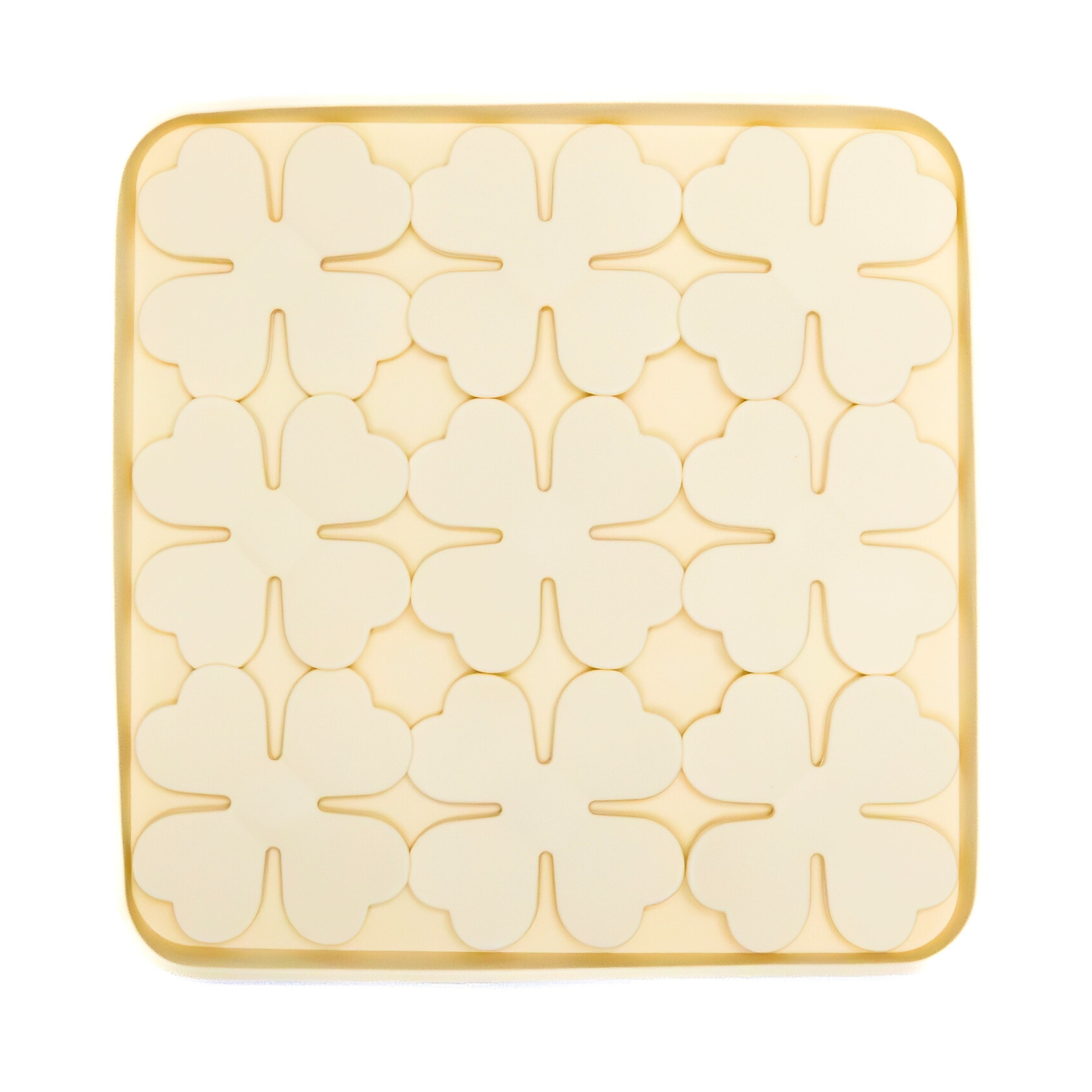 Cream-colored Flower Slow Feeder Bowl with raised floral pattern for interactive feeding and portion control in dogs.