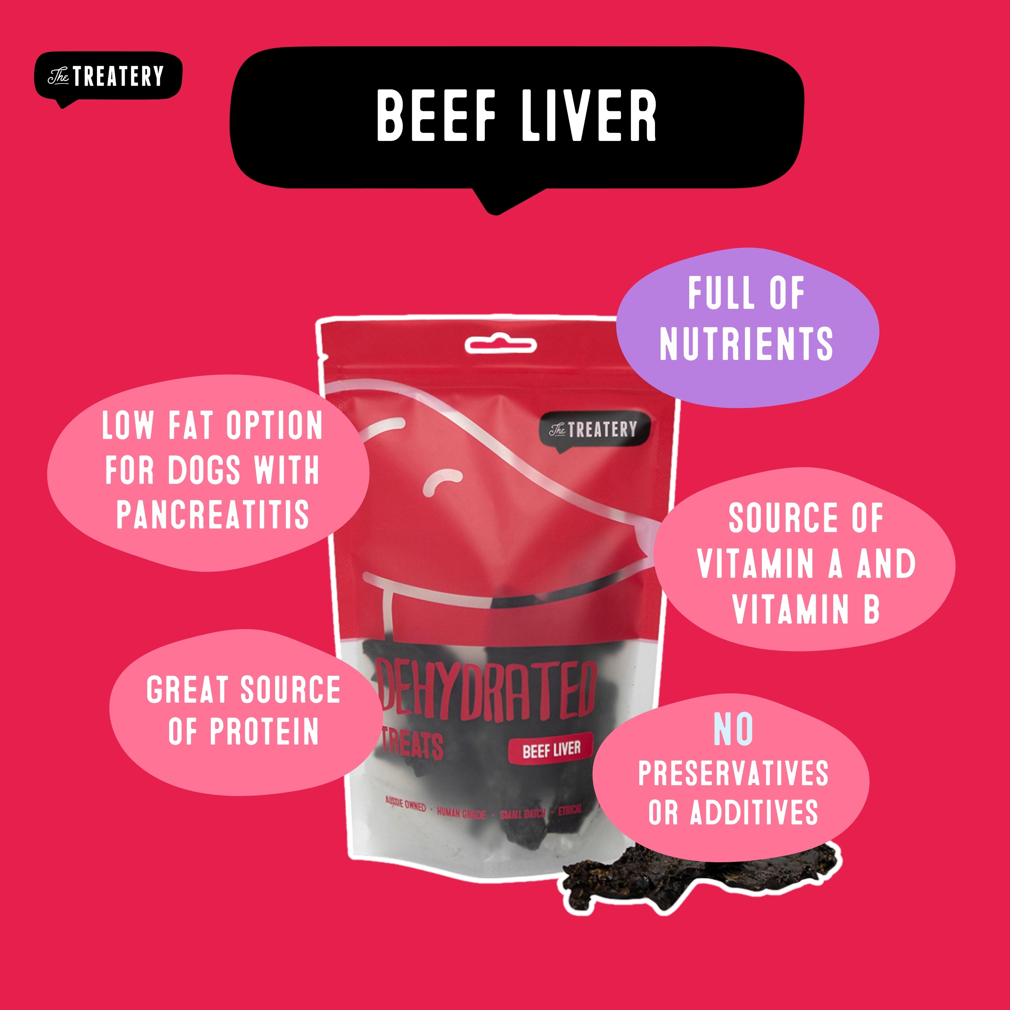 Dehydrated beef liver for dogs, healthy beef liver treats for dogs packed with nutrients.
