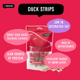 Dehydrated duck strips for dogs rich in antioxidants and amino acids great for training