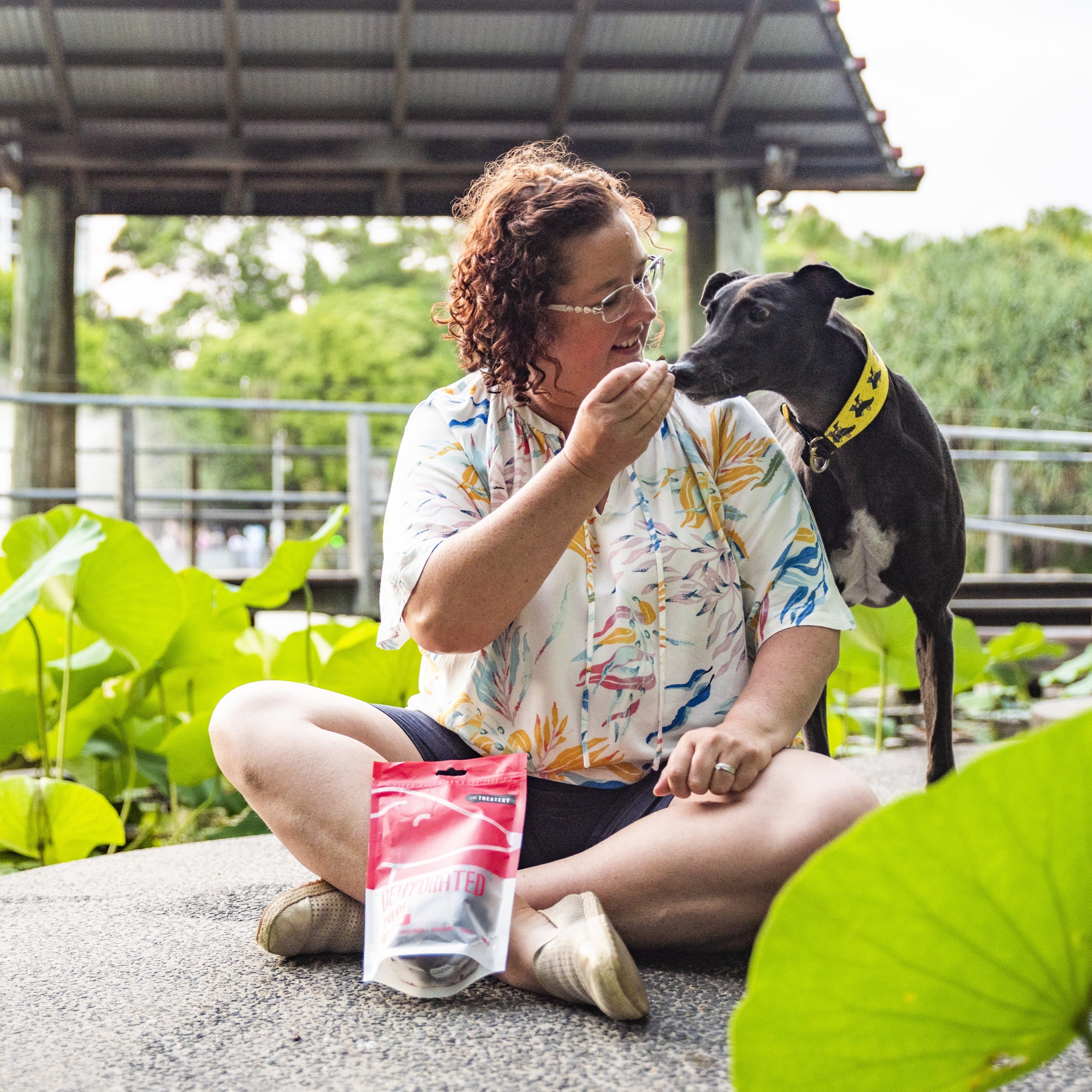 Dog enjoying dehydrated beef liver dog treats, high-protein natural beef liver dog food snack.