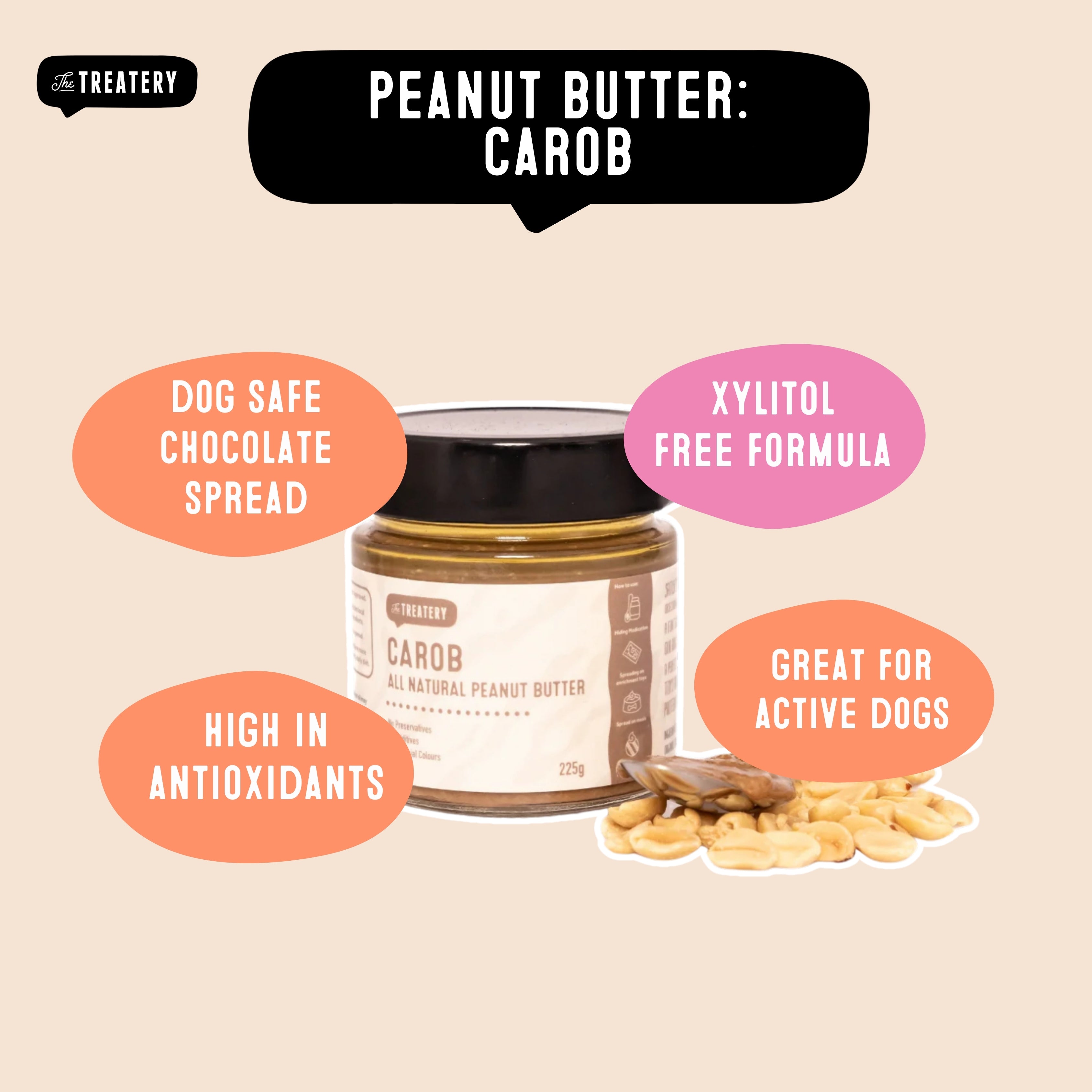 Dog safe chocolate peanut butter for dogs high in antioxidants xylitol free