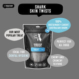 Doggie Chews shark skin twists for dogs 100% sustainably caught australian shark dental chew
