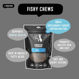 Fish dog chews supporting dental health made from sustainably caught Australian fish