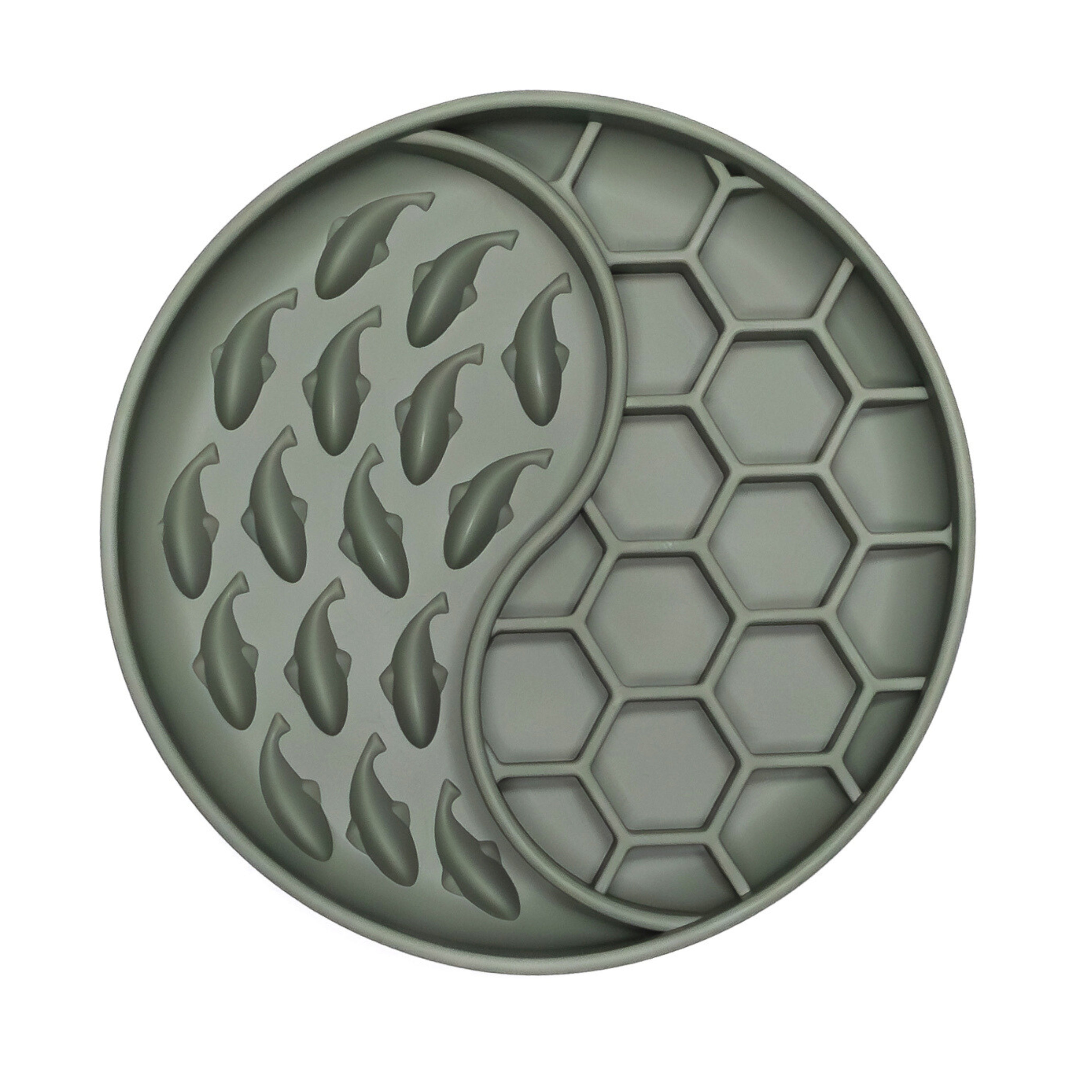 Green Whale Wave Slow Feeder Bowl with whale and honeycomb texture promotes slow eating and reduces dog bloating.