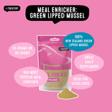Green lipped mussel meal enricher for dogs made from New Zealand mussels one of the best dog meal toppers