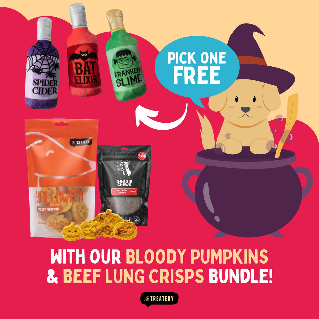 Halloween Dog Treats Bundle + Pick Your Poison Plush Toy (Save $12)