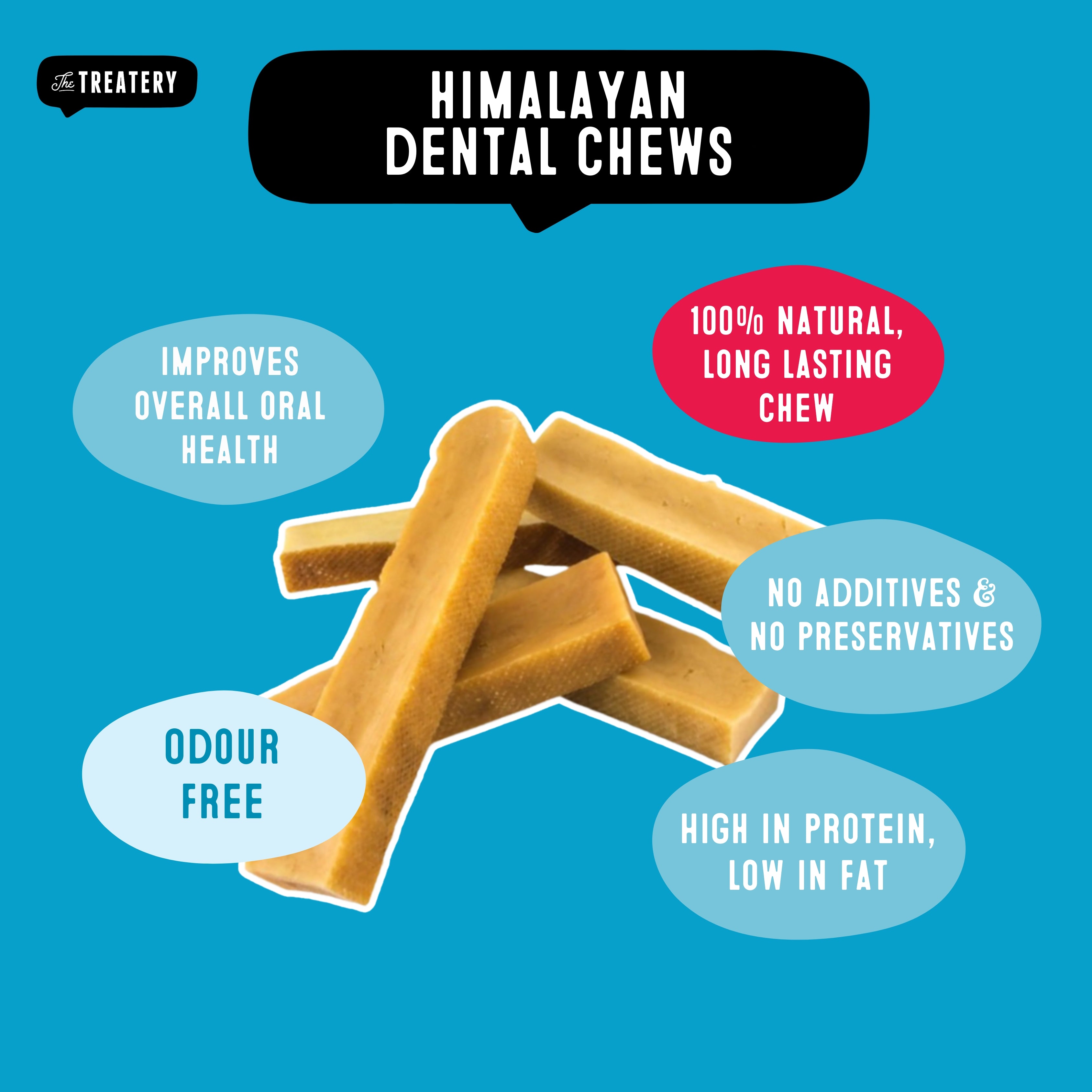 Himalayan dental chews for dogs, high-protein natural chew promoting oral health.